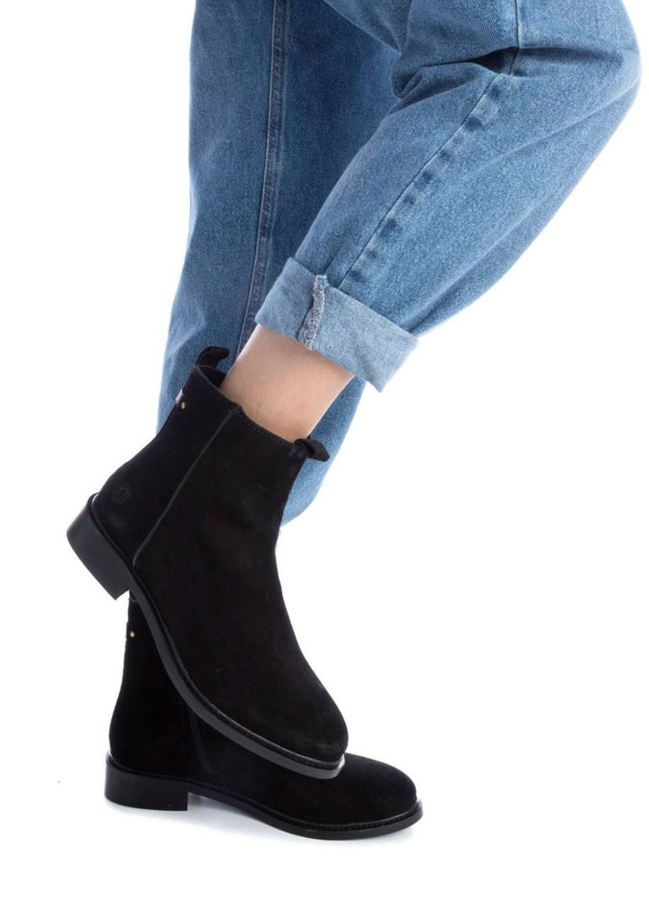 160930 BLACK SUEDE LADIES ANKLE BOOTS