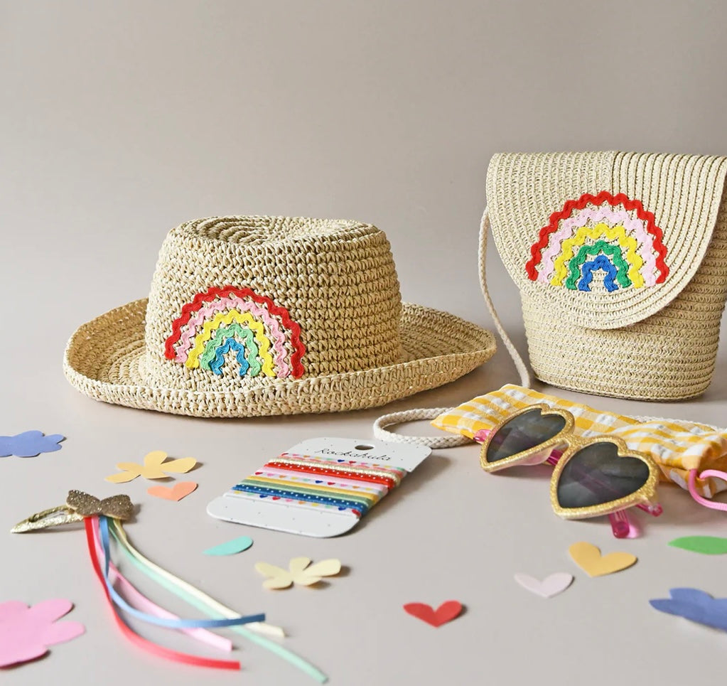 RIC RAC RAINBOW STRAW BUCKET HAT