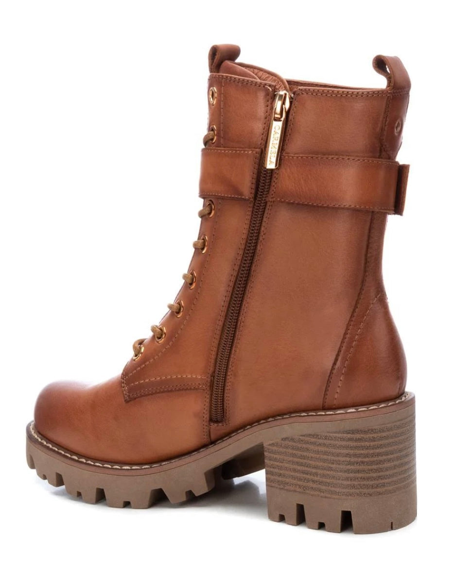 161075 CAMEL LEATHER LADIES ANKLE BOOTS