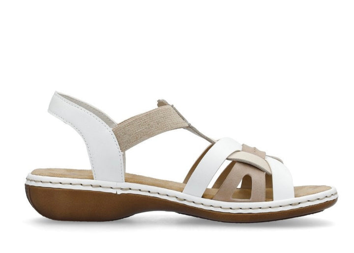 WHITE & BEIGE ELASTICATED SANDAL
