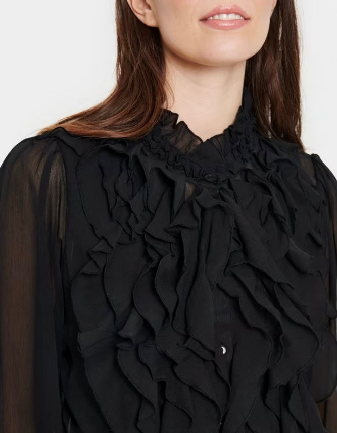 BLACK LILJA CRINKLE LONG SLEEVE SHIRT