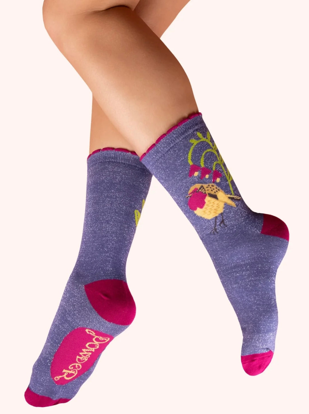 GLITTER ANKLE SOCK ROBIN RED BREAST NAVY