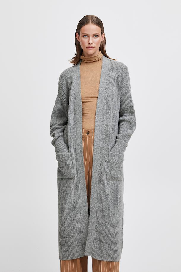 MID GREY MELANGE ONEMA LONG CARDIGAN