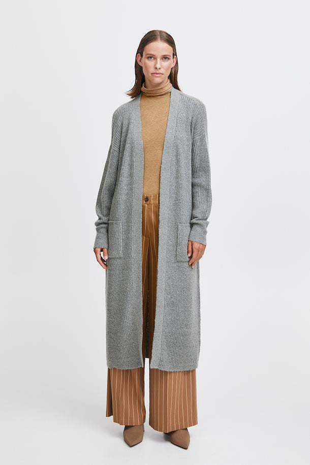 MID GREY MELANGE ONEMA LONG CARDIGAN