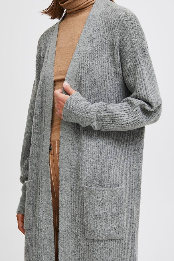 MID GREY MELANGE ONEMA LONG CARDIGAN