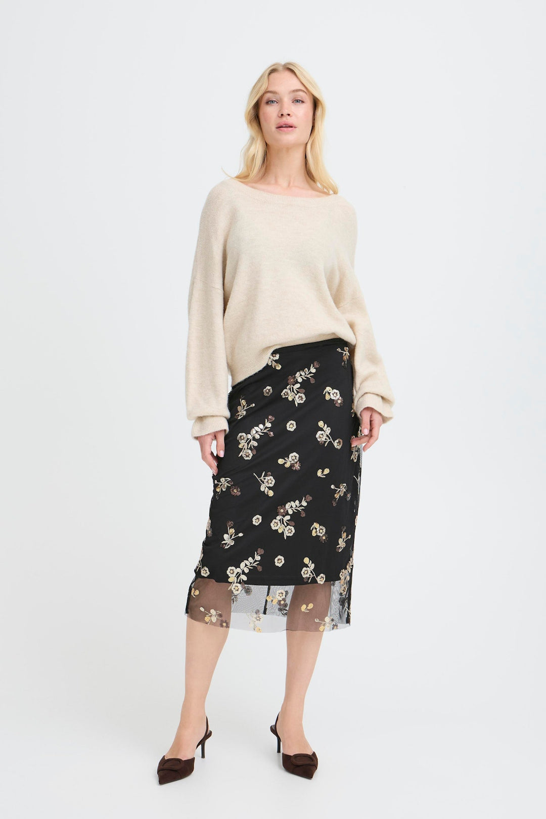 RENAZ PENCIL SKIRT METEORITE AOP