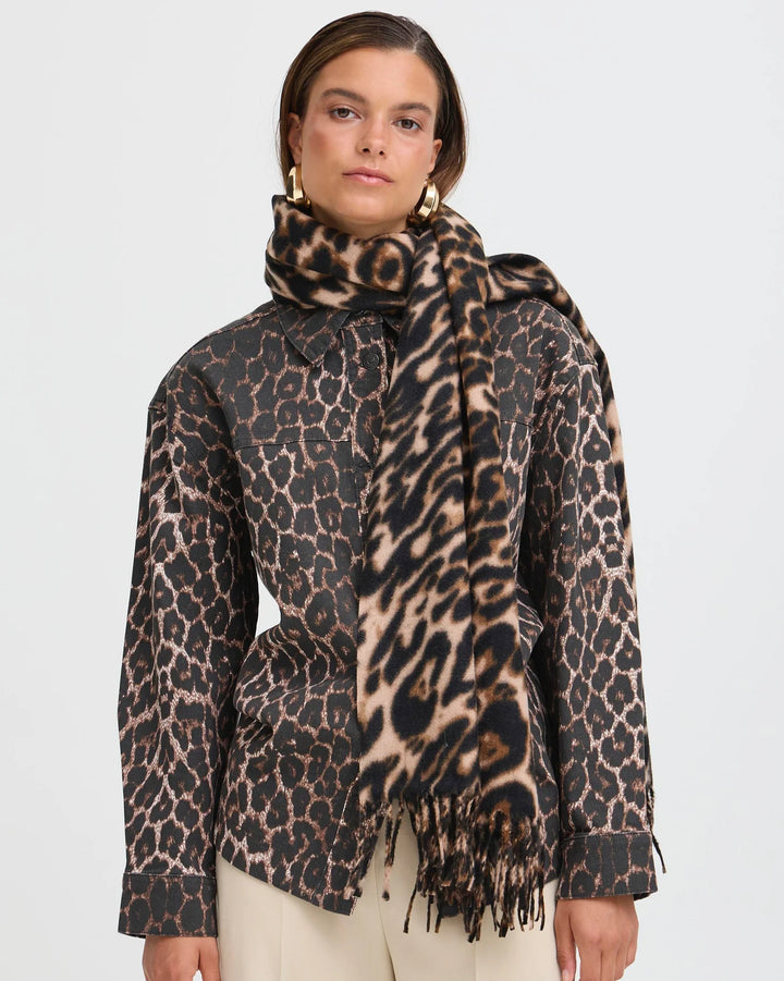 BLACK MIX WEOPARD SCARF