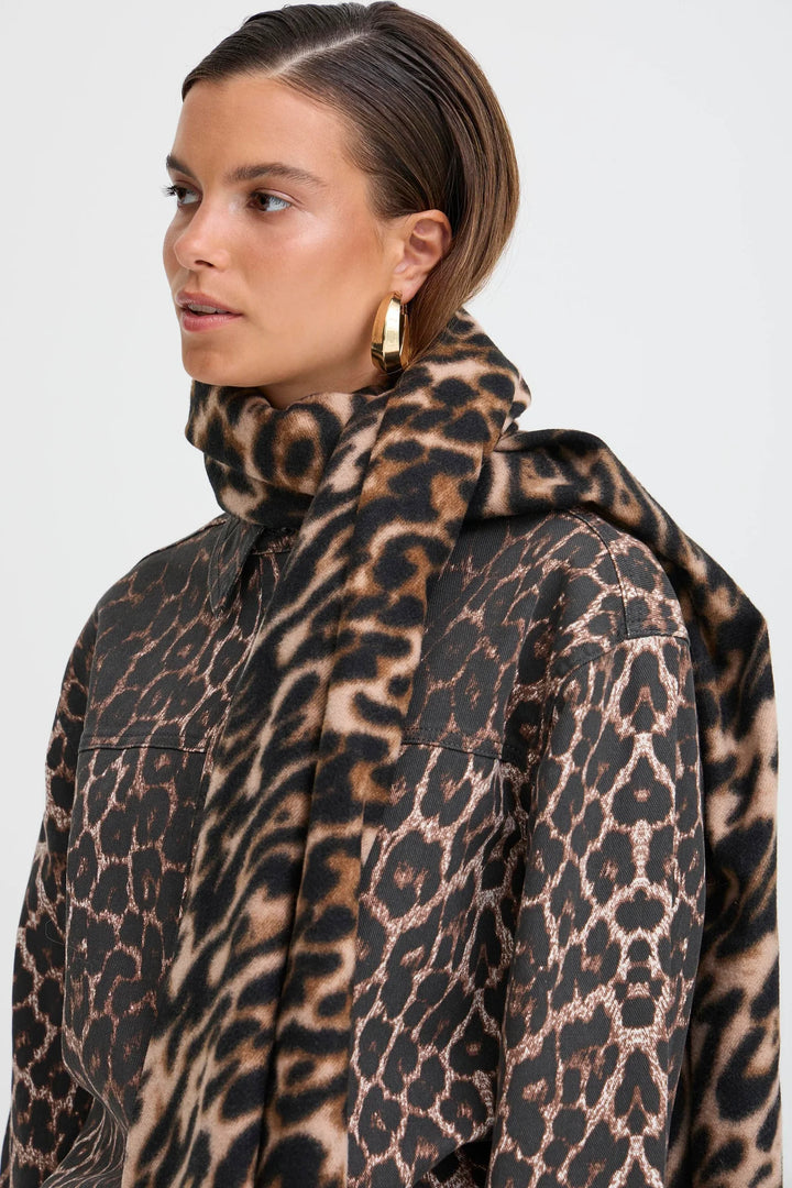 BLACK MIX WEOPARD SCARF