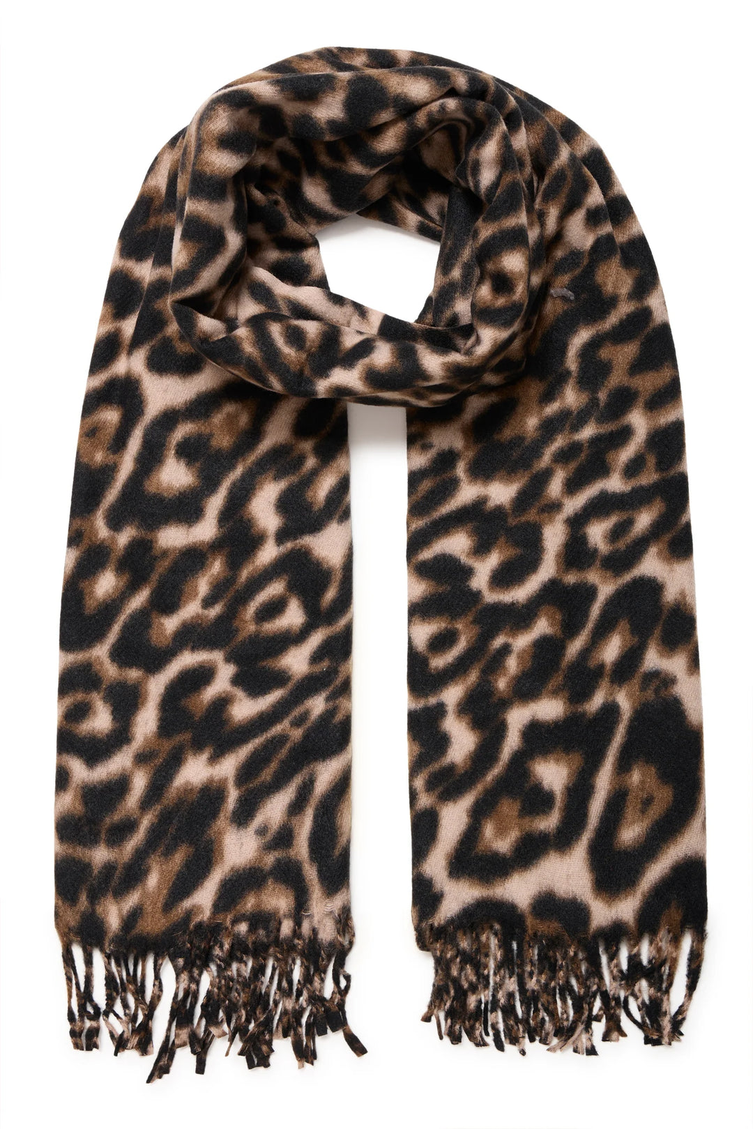 BLACK MIX WEOPARD SCARF