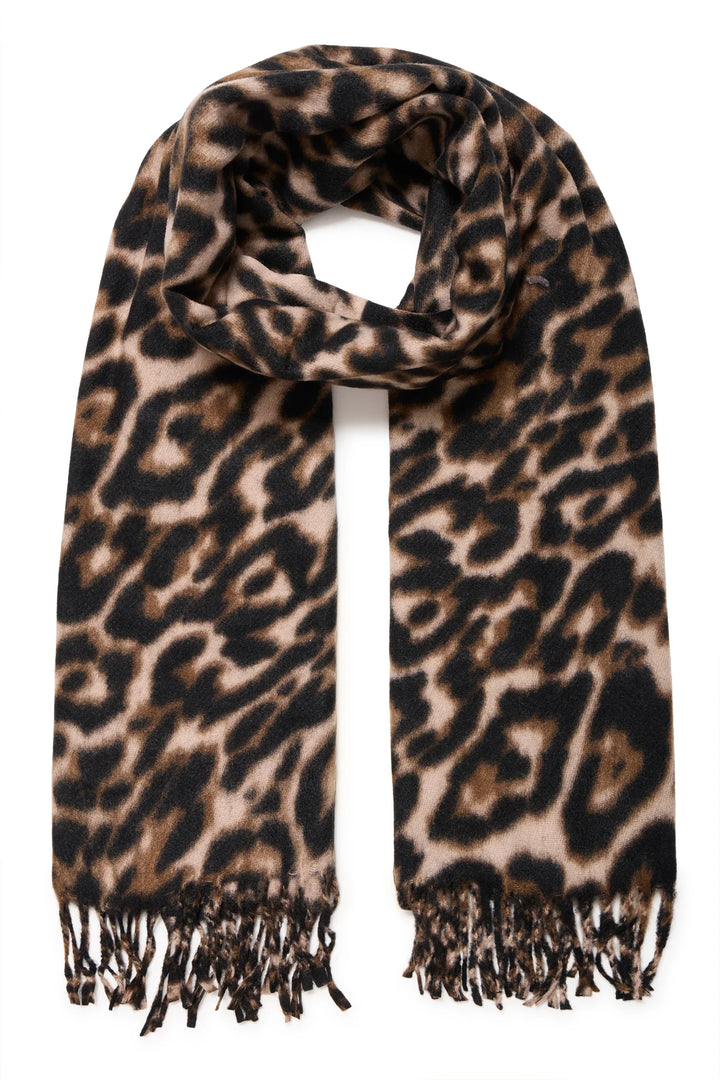 BLACK MIX WEOPARD SCARF