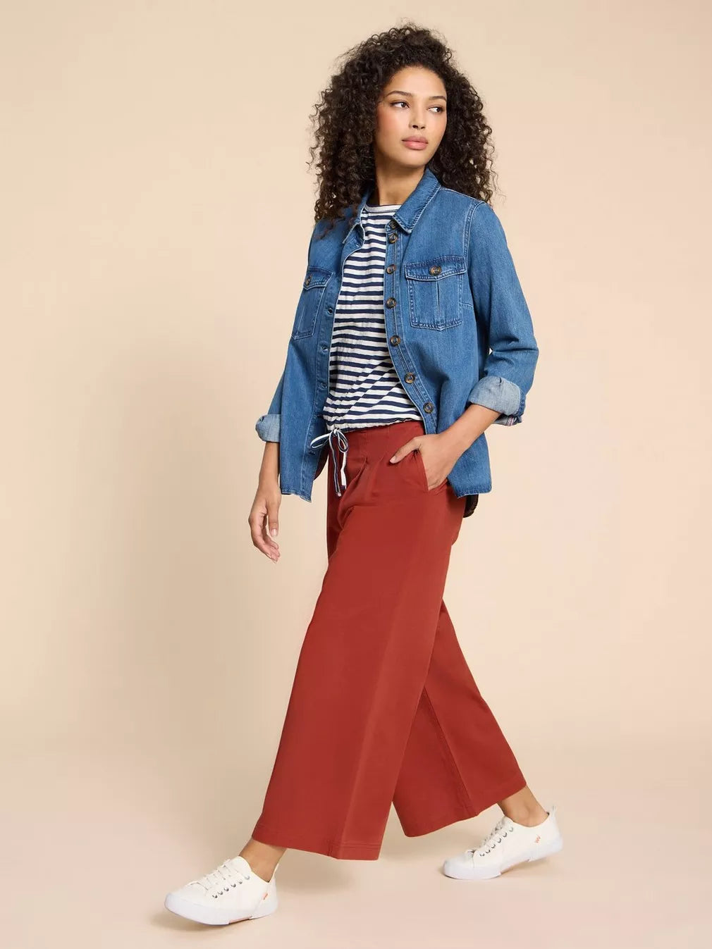 DARK RED SAMIRA WIDE LEG CROP TROUSER