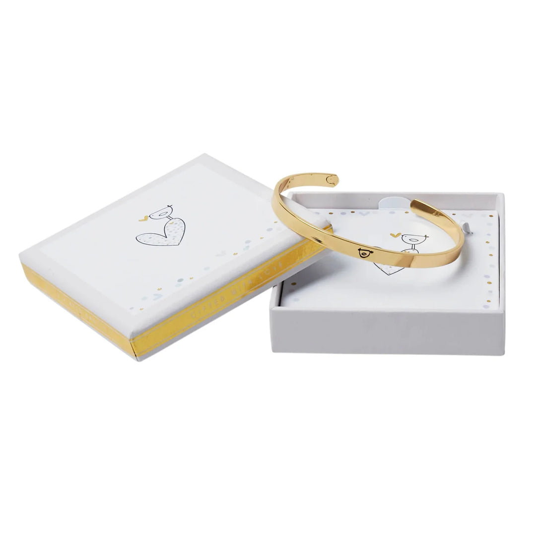 BIRD & HEART GOLD BANGLE