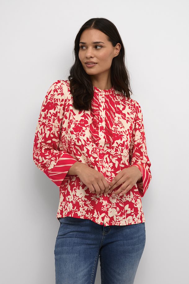 RED FLOWER MIX MAY SHIRT