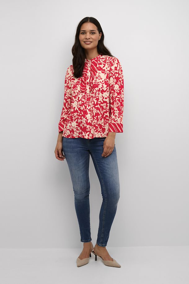 RED FLOWER MIX MAY SHIRT