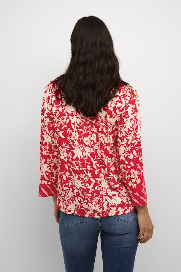 RED FLOWER MIX MAY SHIRT