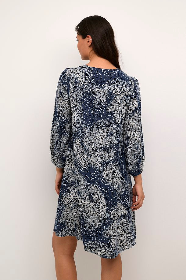 BLUE & WHITE PAISLEY PRINT POLLY TUNIC DRESS