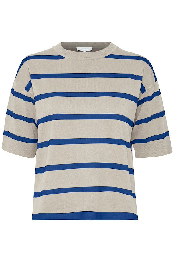 CEMENT MIX MORLA STRIPE KNITTED T-SHIRT