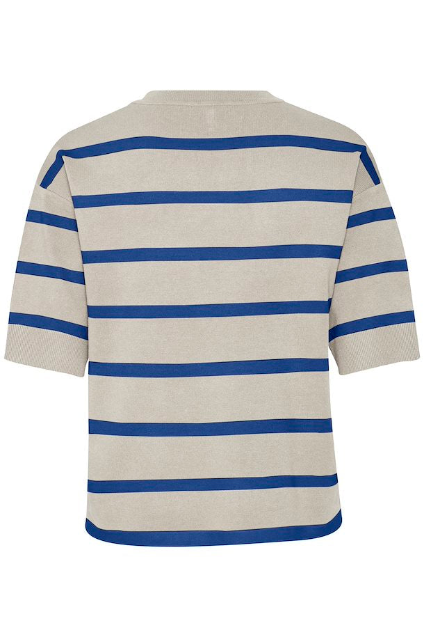 CEMENT MIX MORLA STRIPE KNITTED T-SHIRT