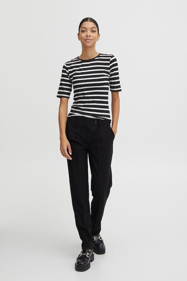 BLACK PAMILA STRIPE T-SHIRT