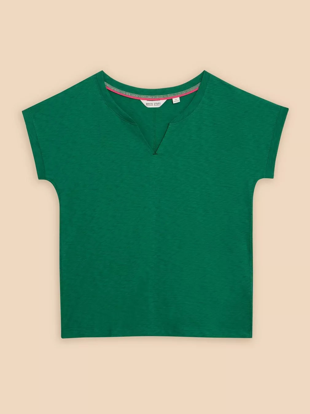 MID GREEN NELLY NOTCH NECK TEE