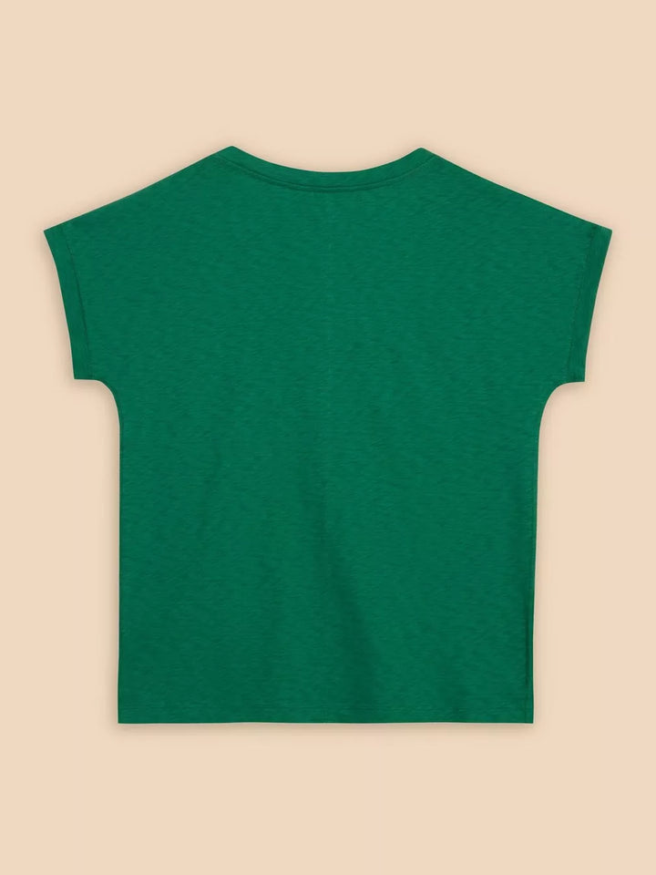 MID GREEN NELLY NOTCH NECK TEE