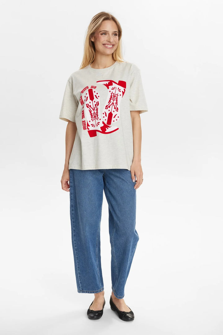 CRÈME MELANGE WESTERN T-SHIRT