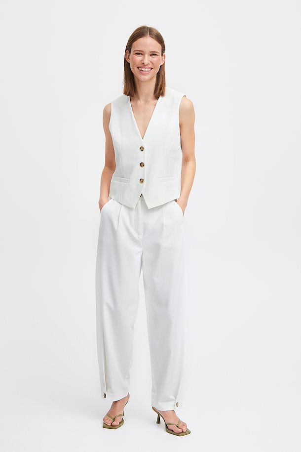 MARSHMALLOW WHITE DECERI BUTTON TROUSER