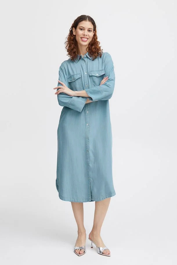 LIGHT BLUE DENIM LANA SHIRT DRESS