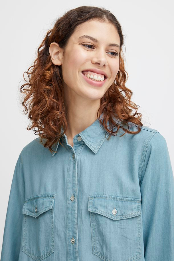 LIGHT BLUE DENIM LANA SHIRT DRESS