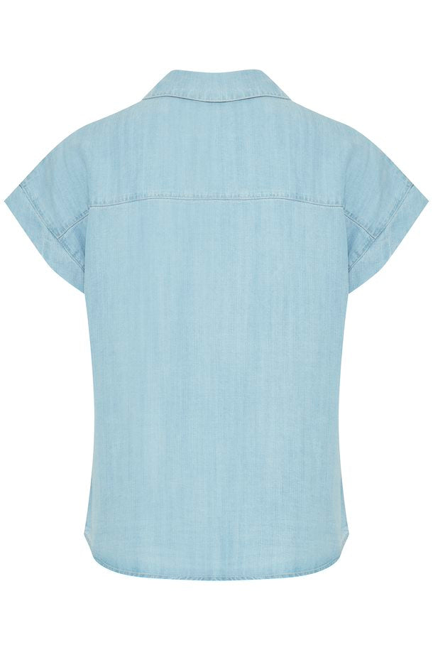 LIGHT BLUE DENIM LANA SHORT SLEEVED SHIRT