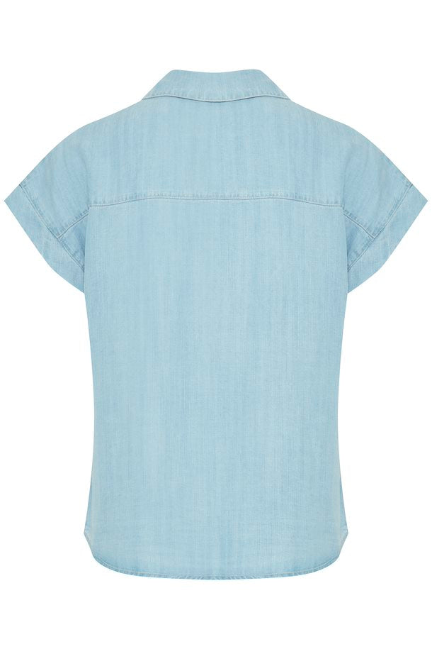 LIGHT BLUE DENIM LANA SHORT SLEEVED SHIRT