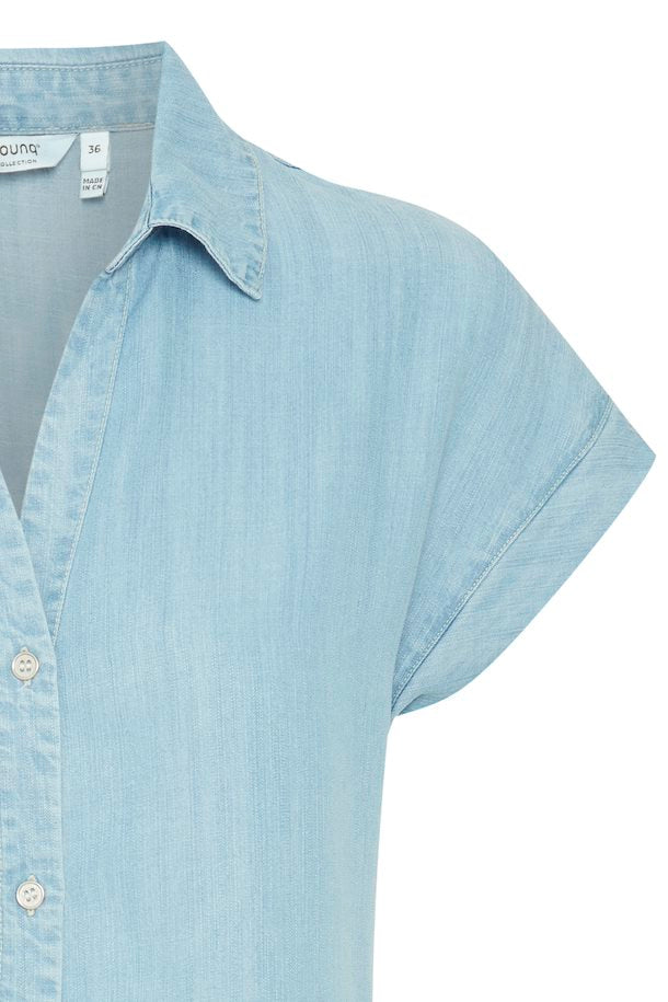 LIGHT BLUE DENIM LANA SHORT SLEEVED SHIRT