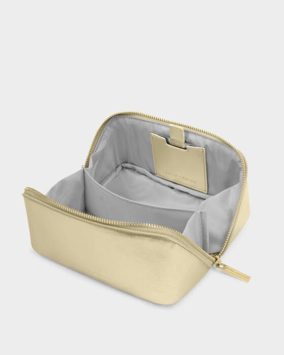 PATENT CRACKLE GOLD FOLD-OUT MIRROR MAKE UP BAG