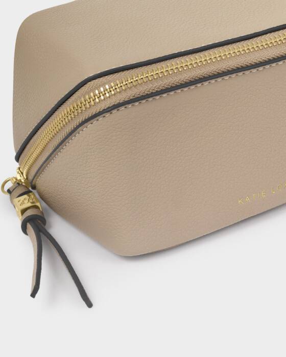 FOLD OUT MIRROR MAKE UP BAG LIGHT TAUPE