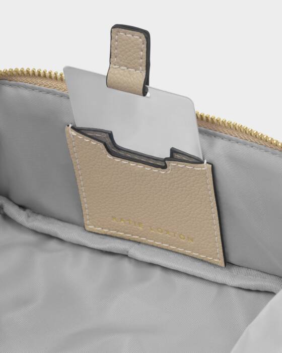 FOLD OUT MIRROR MAKE UP BAG LIGHT TAUPE