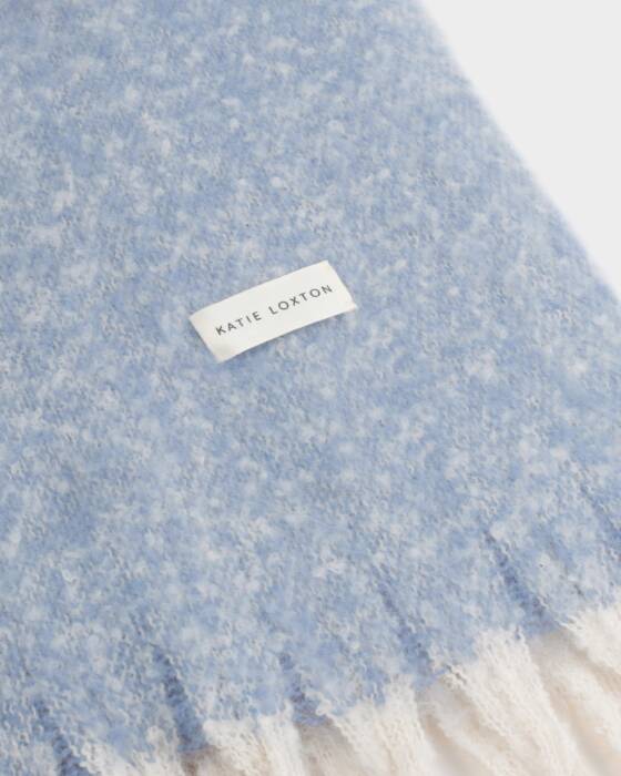 RECYCLED STRIPE TASSEL SCARF BLUE
