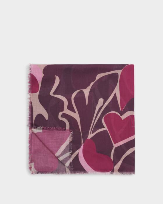ORGANIC HEART PRINT SCARF MAROON
