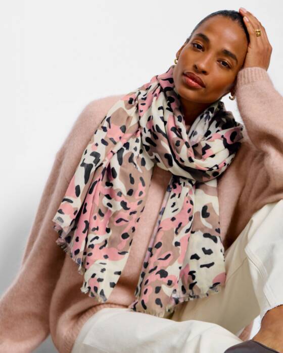 BLUSH TORTOISESHELL PRINT SCARF TAUPE