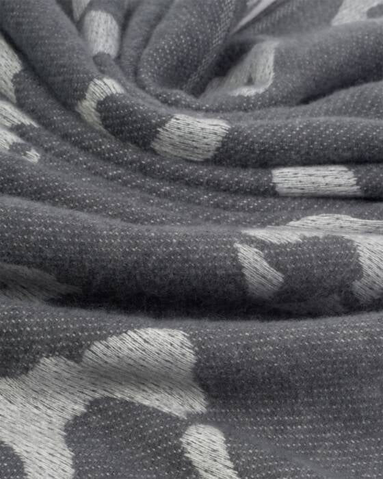 LEOPARD PRINT BLANKET SCARF CHARCOAL