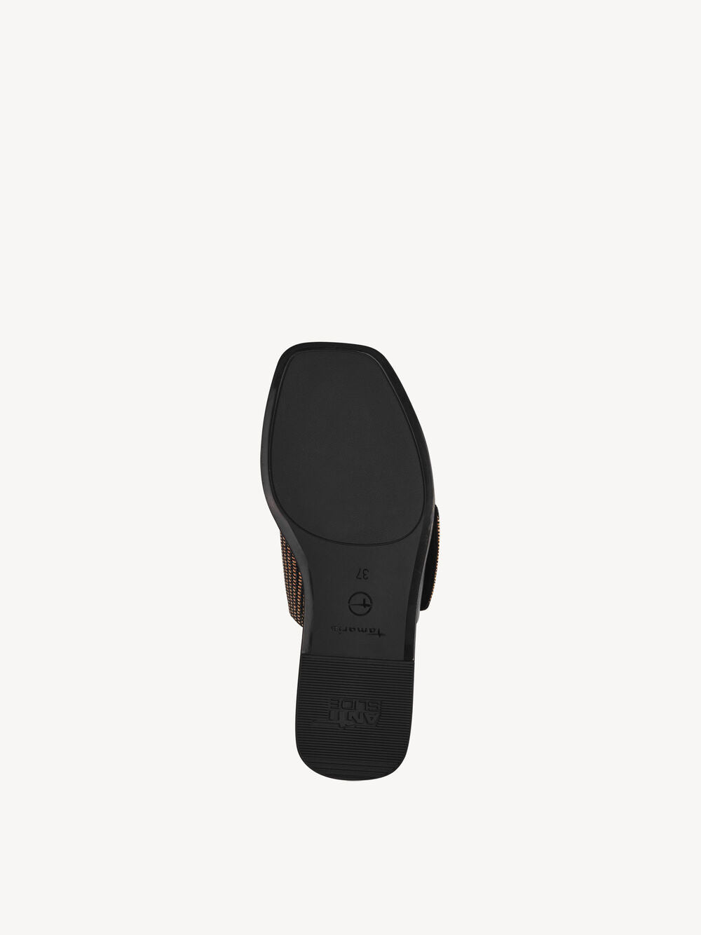 BLACK COMB BUCKLE SLIP ON SANDAL