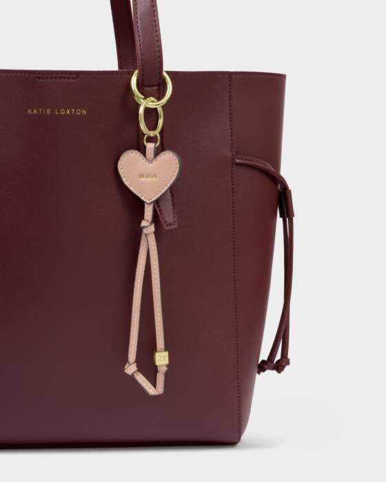 MUM HEART BAG CHARM KEYRING BLUSH TAUPE