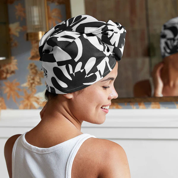 MIDNIGHT MONO PRINT QUICK DRY HAIR WRAP