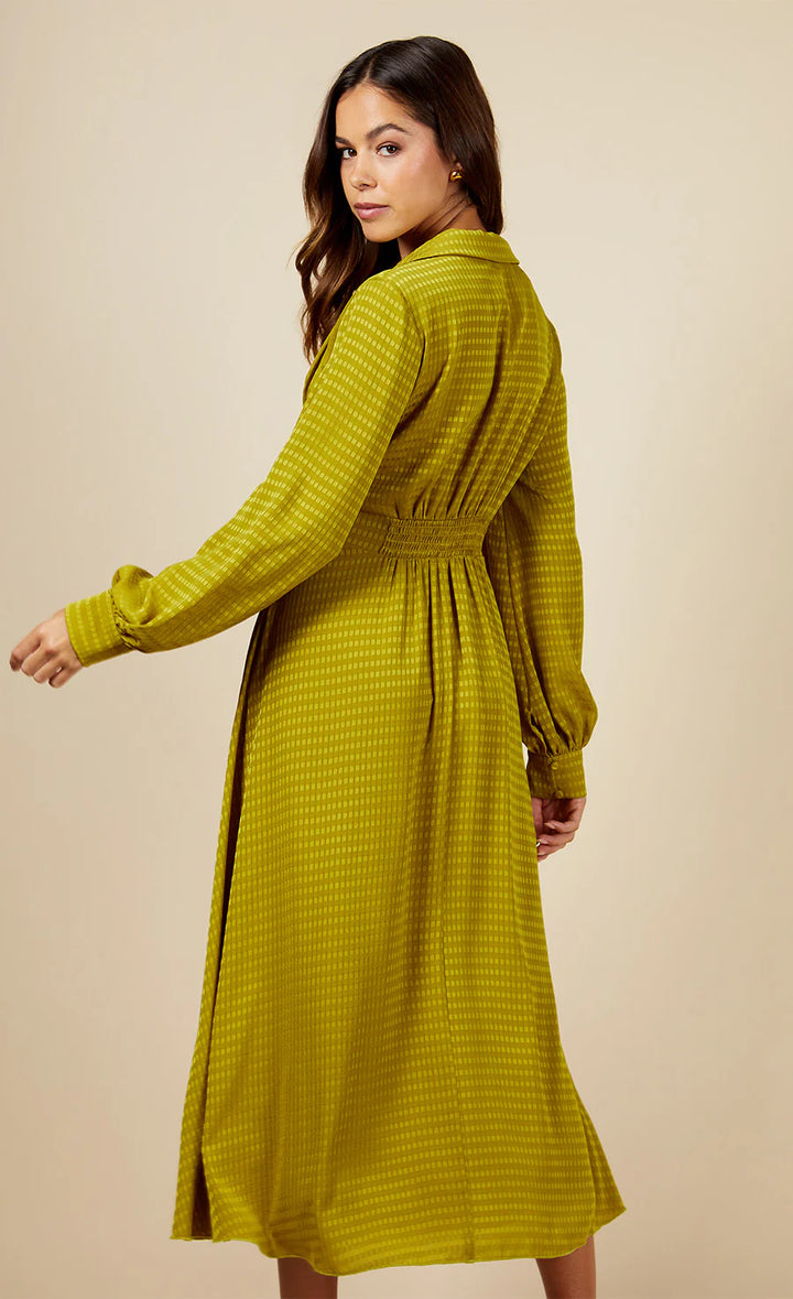 OLIVE TEXTURE MIDAXI DRESS