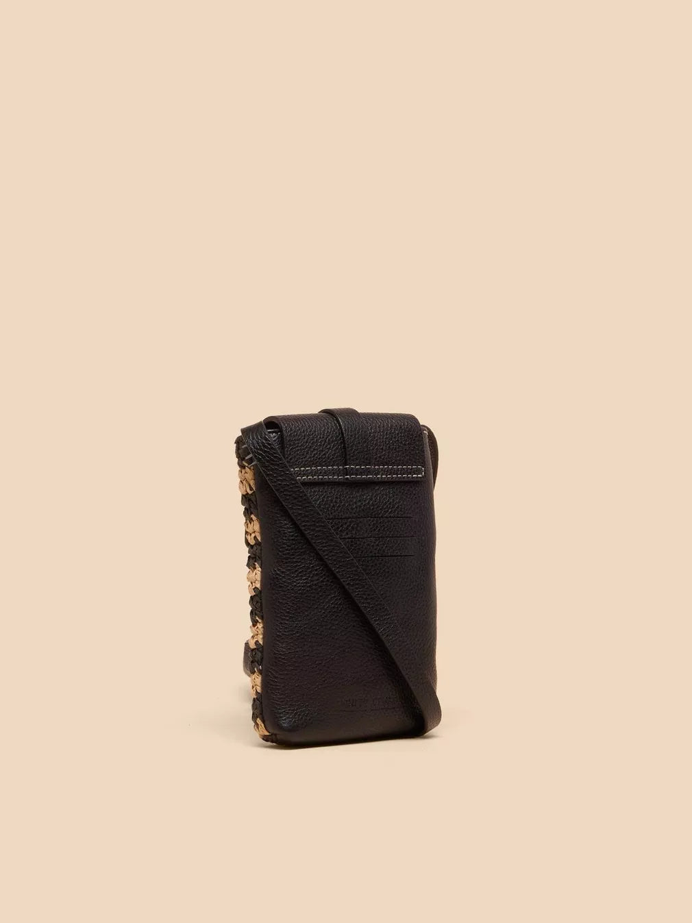 BLACK MULTI CLARA BUCKLE RAFFIA PHONE BAG