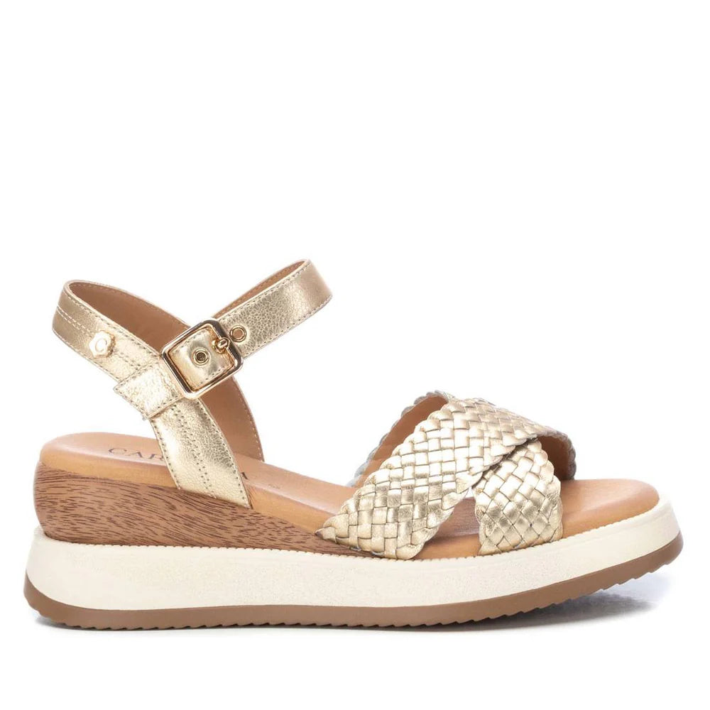 GOLD WOVEN LEATHER SANDAL