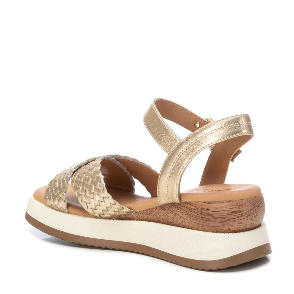 GOLD WOVEN LEATHER SANDAL