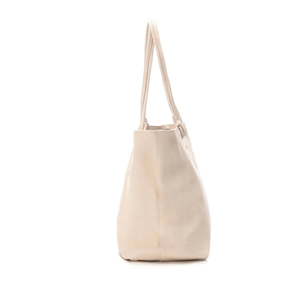 CREAM LEATHER TOTE BAG