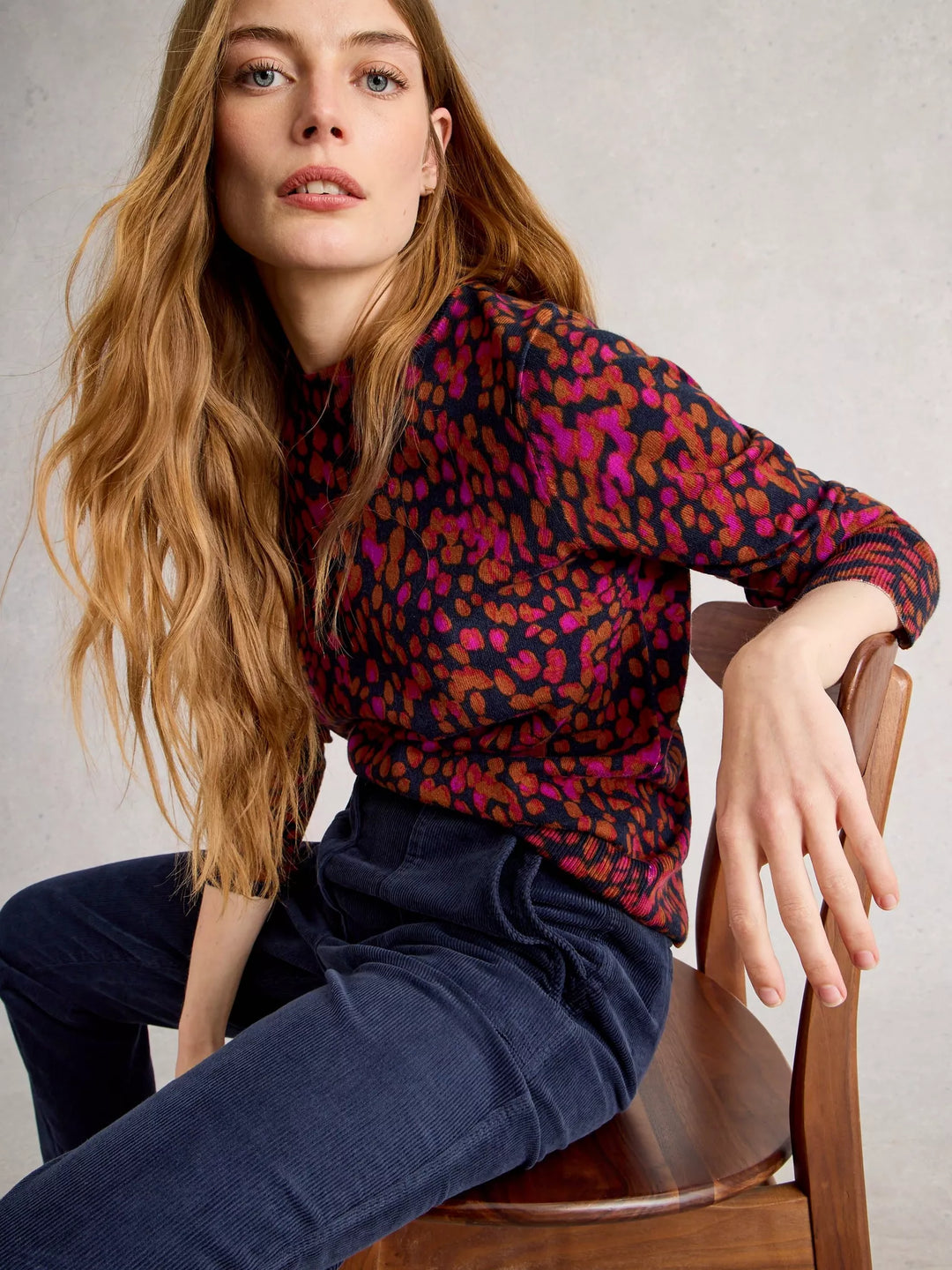 NAVY PRINT KATIE PRINT JUMPER