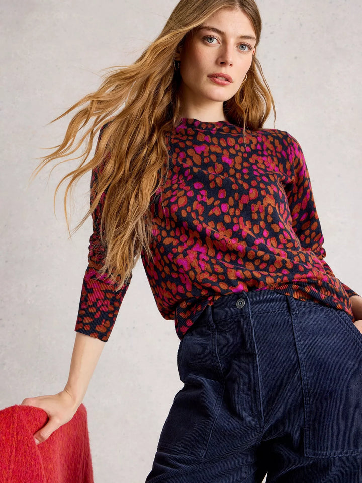 NAVY PRINT KATIE PRINT JUMPER