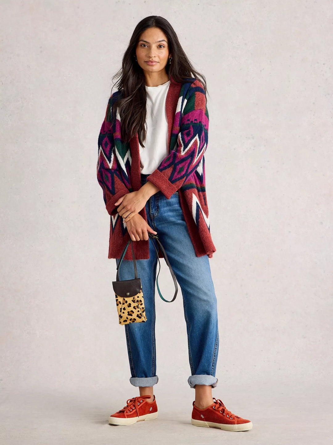 PLUM MULTI ALICE ABSTRACT CARDIGAN